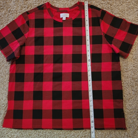 NWOT Mud Pie Womens Oversized Boxy Tee Size M Color black & red Buffalo plaid - Picture 8 of 9